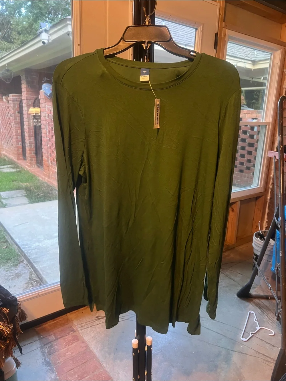 Old Navy Olive Green Crewneck Long Sleeve Top